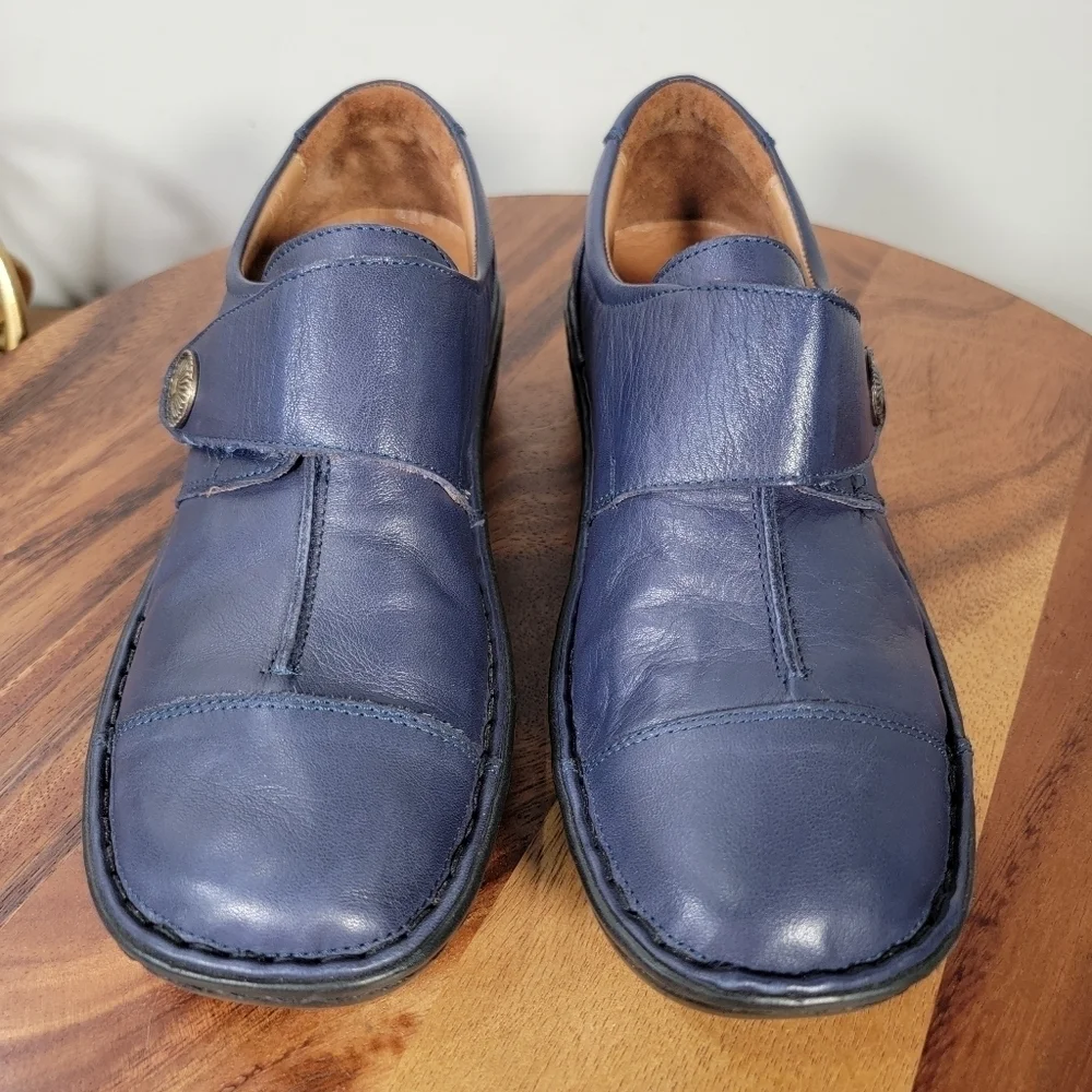 Spring Step Kaminia Blue Leather Shoes Loafers Flats Monk Strap Size 38
